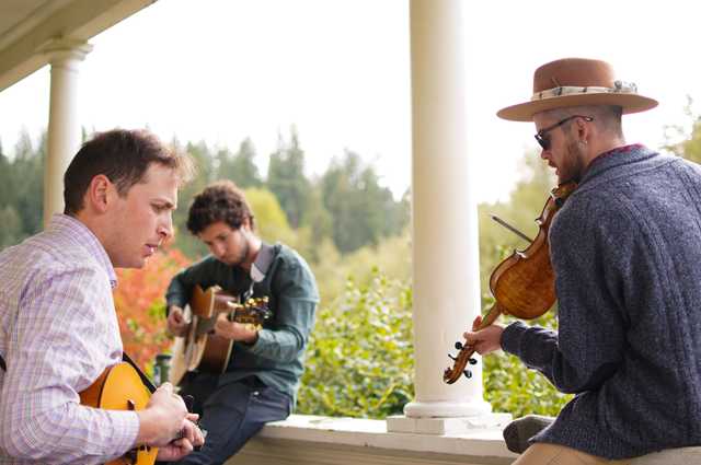 a band playing string instruments.